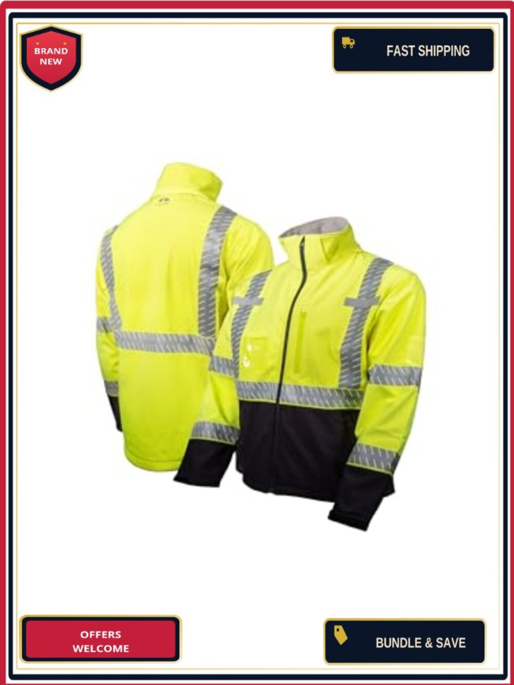 High-Visibility Waterproof Safety Jacket with Hood for Construction Work